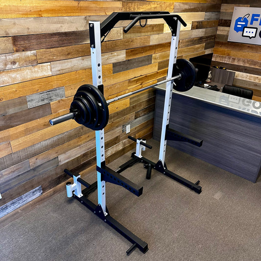 HR-01 Half Squat Rack + 170 lb Olympic weight Plates + barbell combo
